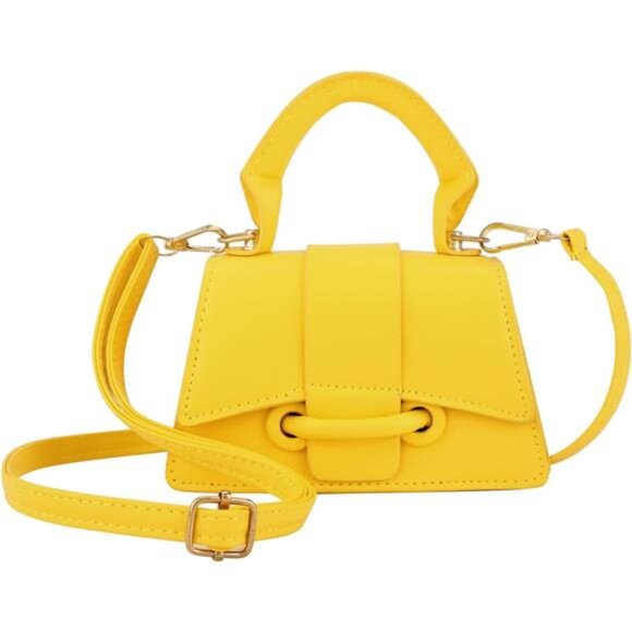 Mini Crossbody PU Leather, Shoulder Bag Yellow - Picture 6 of 7